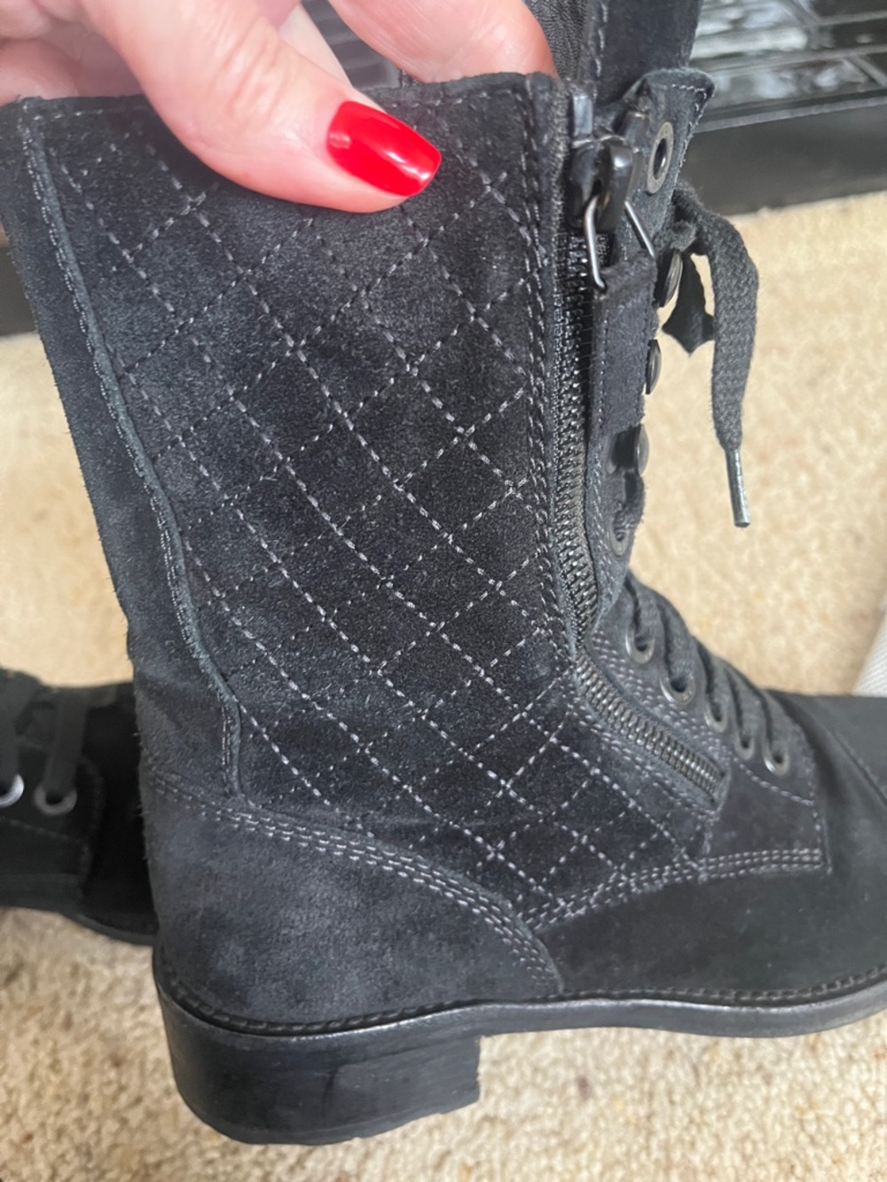 CHANEL Black Suede combat  Boots - Picture 11 of 14